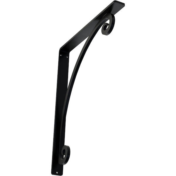 Ekena Millwork Legacy Wrought Iron Bracket, (Single center brace), Powder Coated Black 1 1/2"W x 12"D x 15"H BKTM01X12X15SLE - main